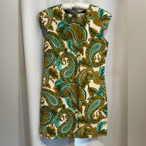 Milly of New York | Shift Cocktail Mini Dress | Size 6 | Green Paisley Print
